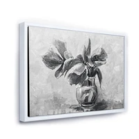 Designart Nature morte monochrome de fleurs dans un vase ART MURAL À CADRE FLOTTÉ