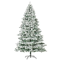 Homcom 2,1 m neige artificielle floqué sapin de Noël sapin de Noël maison de vacances décoration d'intérieur pour fête avec pieds pliables, vert