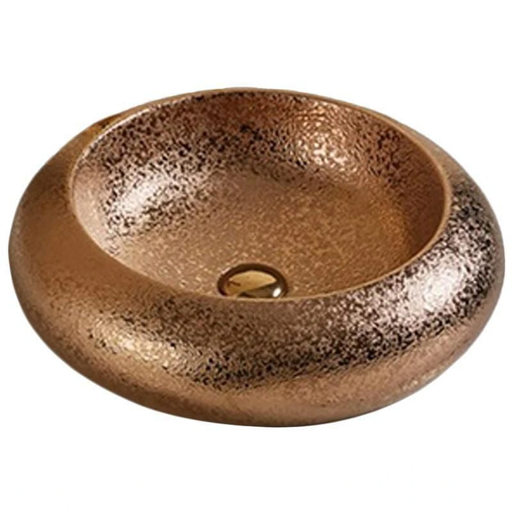 American Imaginations 19.3-in. W Above Counter Oil Rubbed Bronze Bathroom Vessel Sink For Deck Mount Deck Mount Drilling AI-27921