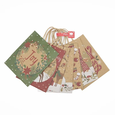 Holiday Time 7 paquets de petits sacs-cadeaux en papier Kraft