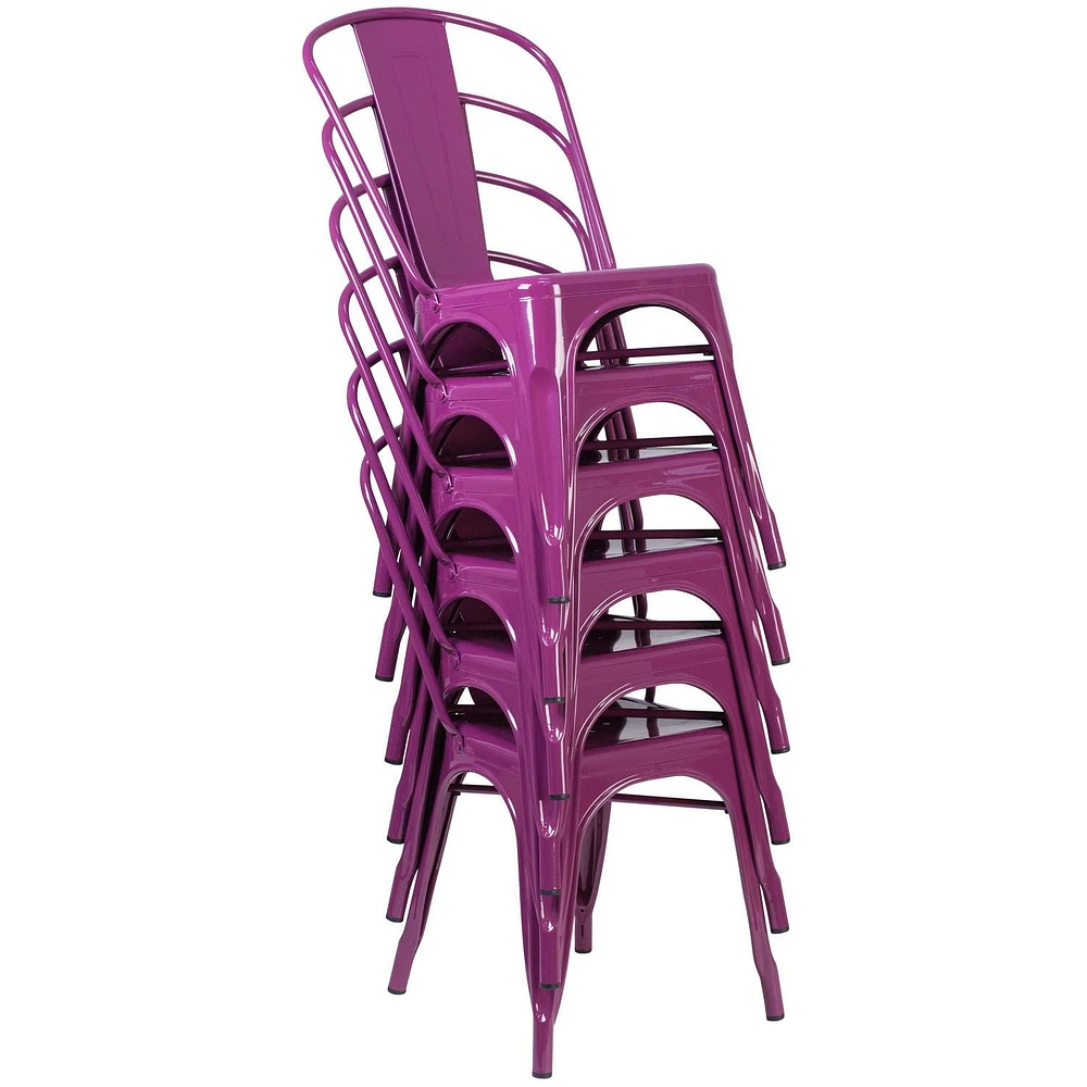 Chaise empilable en métal violet pour intérieur-extérieur
