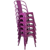 Chaise empilable en métal violet pour intérieur-extérieur