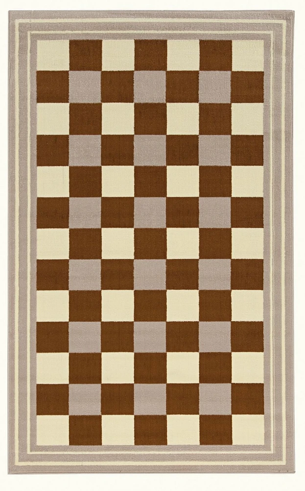 Tapis Capri à Carreaux Buffle beige & blanc de 4 pi 3 po x 7 pi 3 po