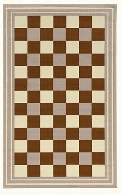Capri Buffalo Check Beige & White 4' 3" x 7' 3" Area Rug