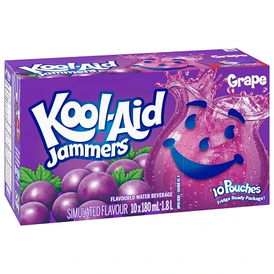 Kool-Aid Jammers, Grape, 10 x 180mL Pouches