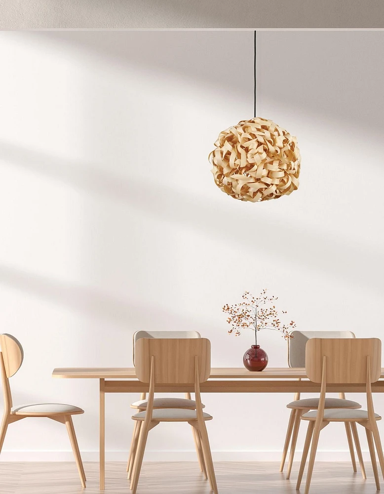 Luminaire suspendu en bambou à 1 lumière Bailey, petit, naturel