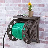Liberty Garden 512 Wall Mounted Hose Reel with Shelf - Bronze