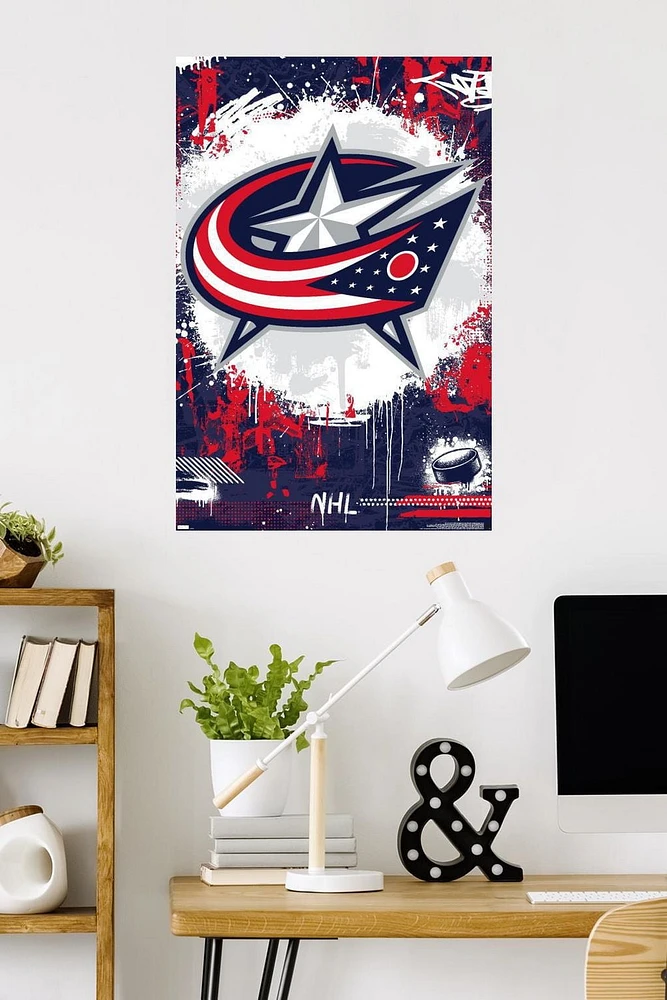 NHL Columbus Blue Jackets - Maximalist Logo 23 Wall Poster, 22.375" x 34"