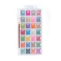 Royal & Langnickel - Ensemble de gâteaux de peinture aquarelle nacrée 28 couleurs avec pinceau 28 gâteaux aquarelle nacrés
