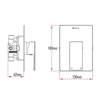 Square Pressure-balanced shower set with spout. PEX connection 1/2-in chrome finish