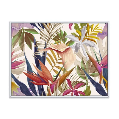 Designart Tropical VIntage Flowers III FLOAT FRAME WALL ART