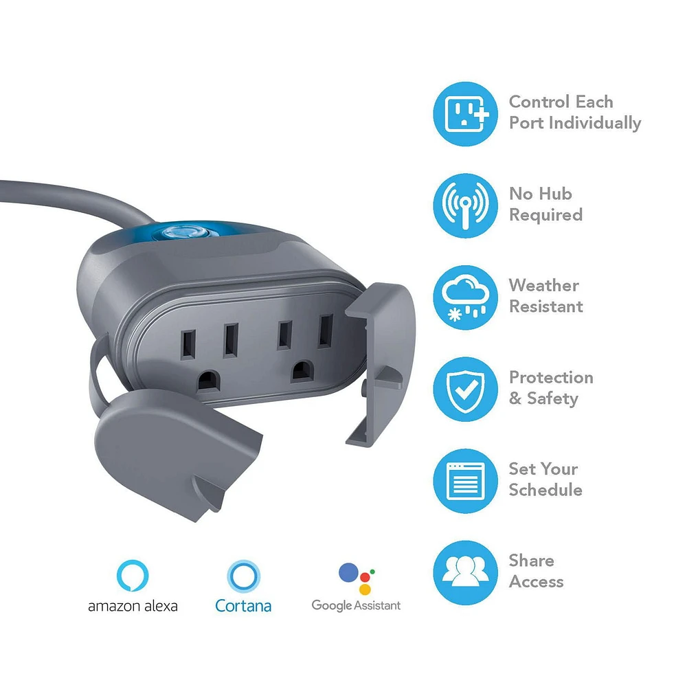 Merkury Smart Wi-Fi Outdoor/Indoor Plug, Smart Outdoor/Indoor Plug