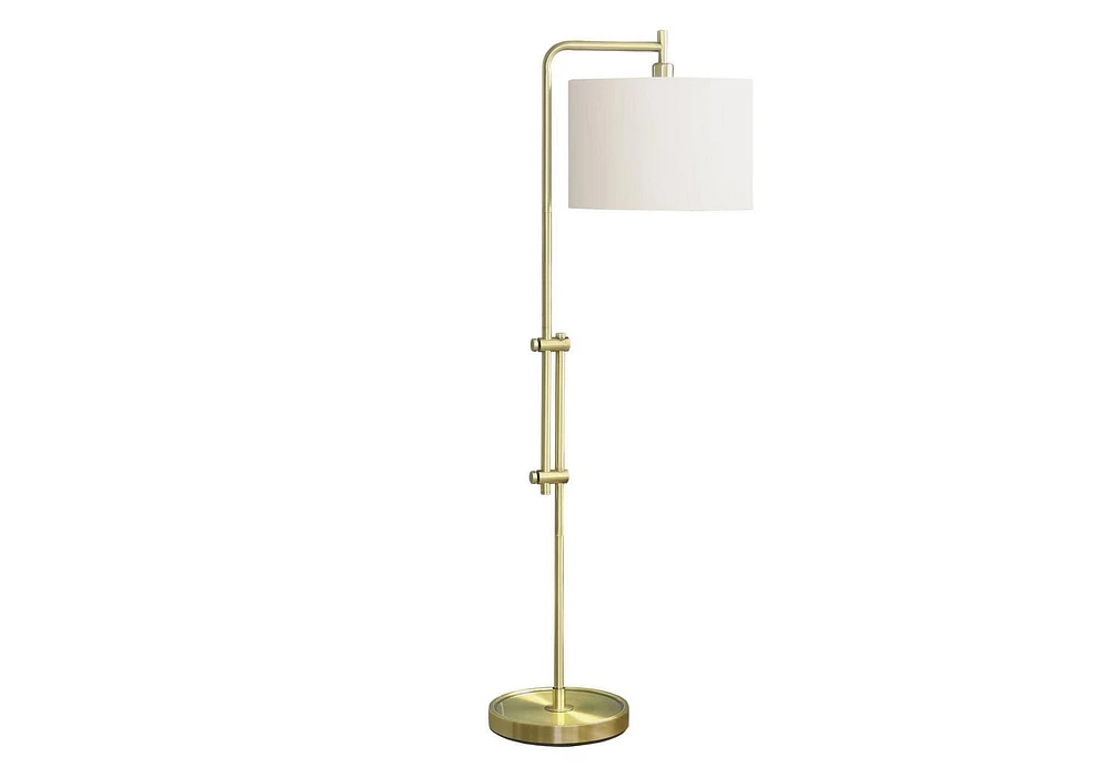 Monarch Specialties  Luminaire, 63"h, Lampadaire, Métal En Laiton, Abat-jour Ivoire / Crème, Contemporain
