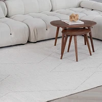 Tapis d'interieur abstrait Rug Branch Casa, beige creme, boheme - Salon, chambre, salle à manger et cuisine<br>
