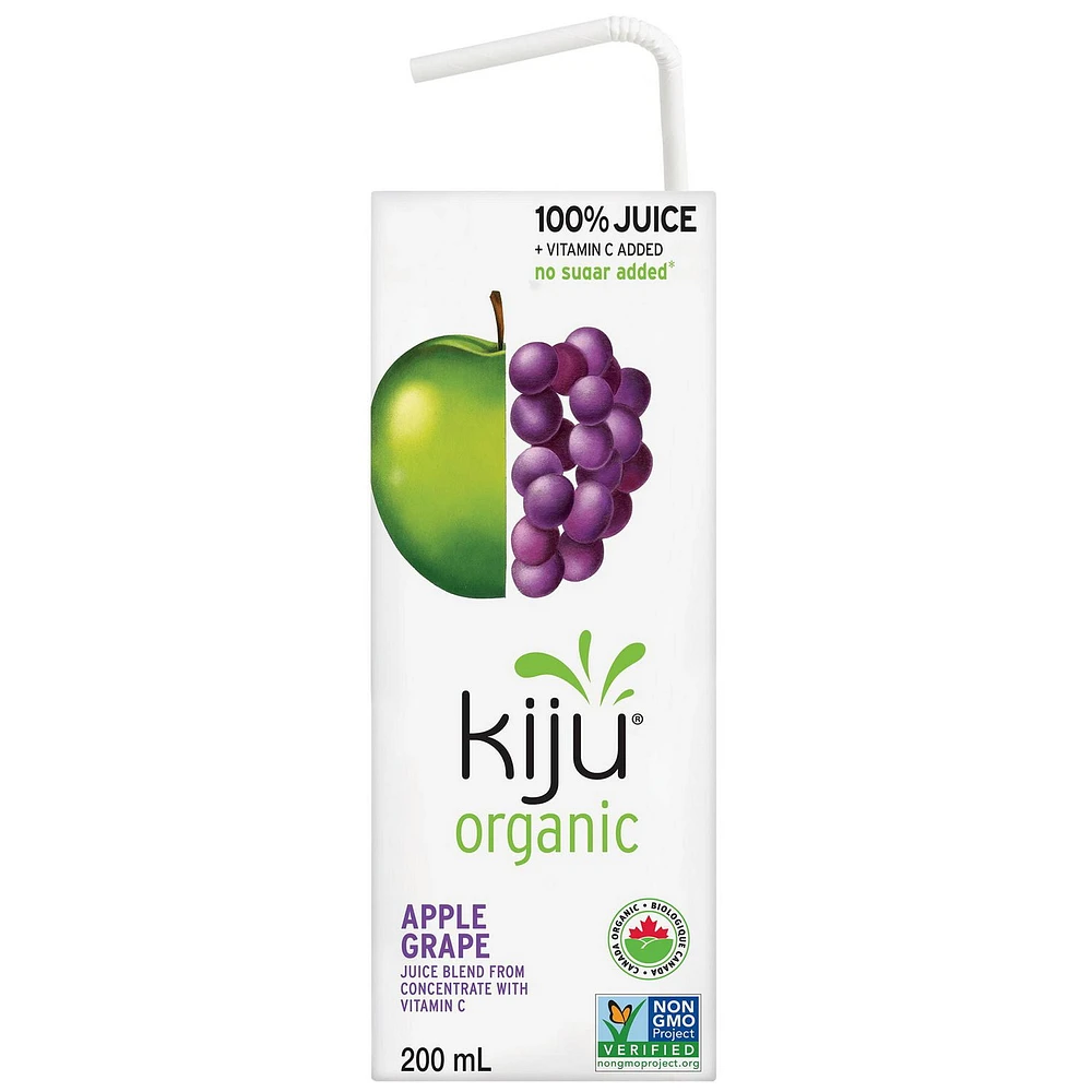 Kiju Organic Apple Grape Fruit Juice Boxes, 4 x 200 ML