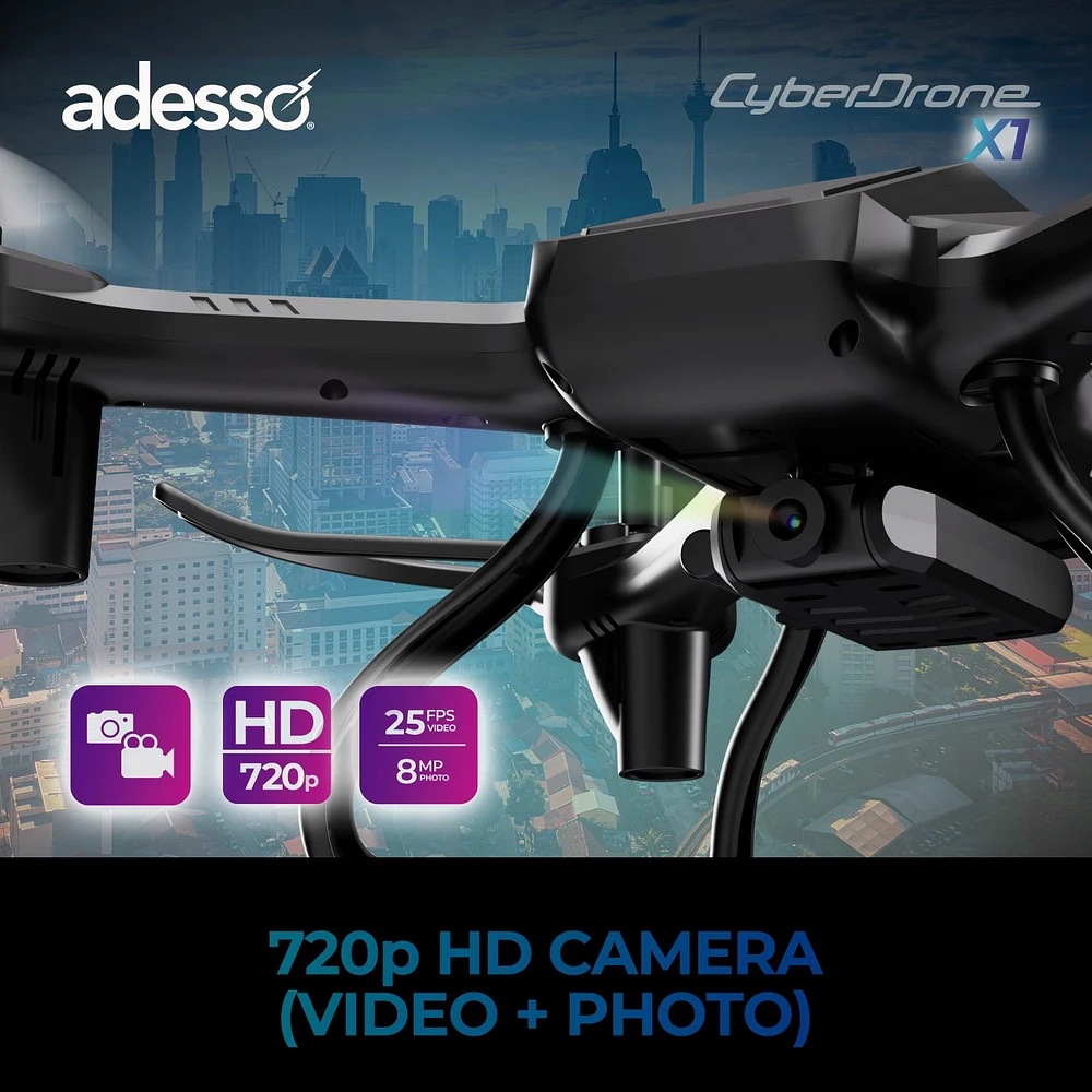 Adesso CyberDrone X1 - Drone d'entrée de gamme 720P