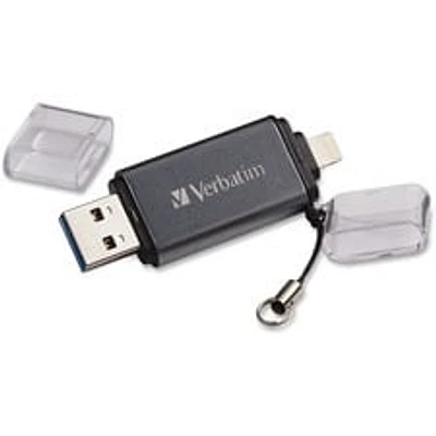 Verbatim 64GB Store ‘n’ Go Dual USB 3.2 Gen 1 Flash Drive for Apple Lightning Devices - Graphite