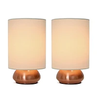 Pack de 2 mini lampes tactiles Simple Designs Gemini avec base en or rose et abat-jour en tissu crème