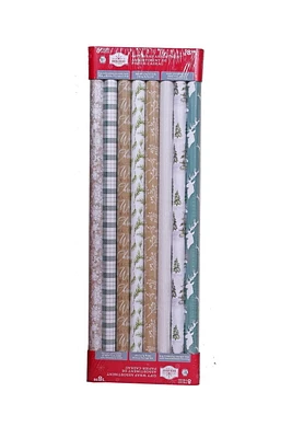 Holiday Time Christmas Wrapping Paper 8 Rolls Assortment