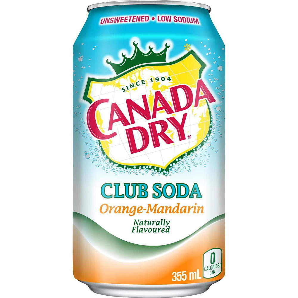 Canada Dry® Club Soda Orange-Mandarin 355 mL Cans, 12 Pack