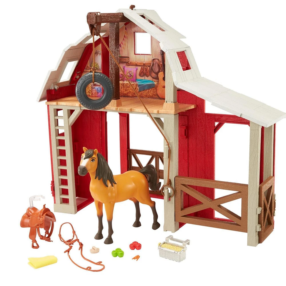 Coffret Écurie Spirit: l’indomptable avec Figurine Spirit, Écurie, 3 Espaces de Jeu et 10 Éléments de Jeu, Pour enfants à partir de 3 ans