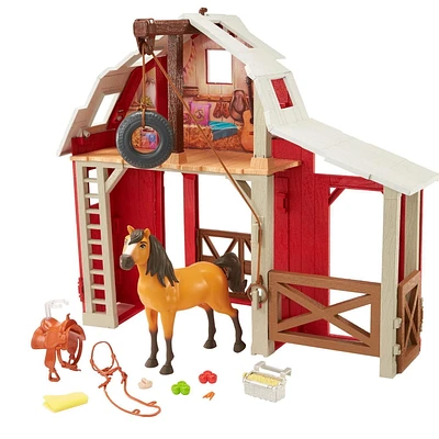 Coffret Écurie Spirit: l’indomptable avec Figurine Spirit, Écurie, 3 Espaces de Jeu et 10 Éléments de Jeu, Pour enfants à partir de 3 ans
