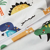 Literie Marina Décoration pour enfants, garçons et tout-petits, en percale de coton doux 600 fils, avec attache d'angle et fermeture à glissière, motif dinosaures et zoo