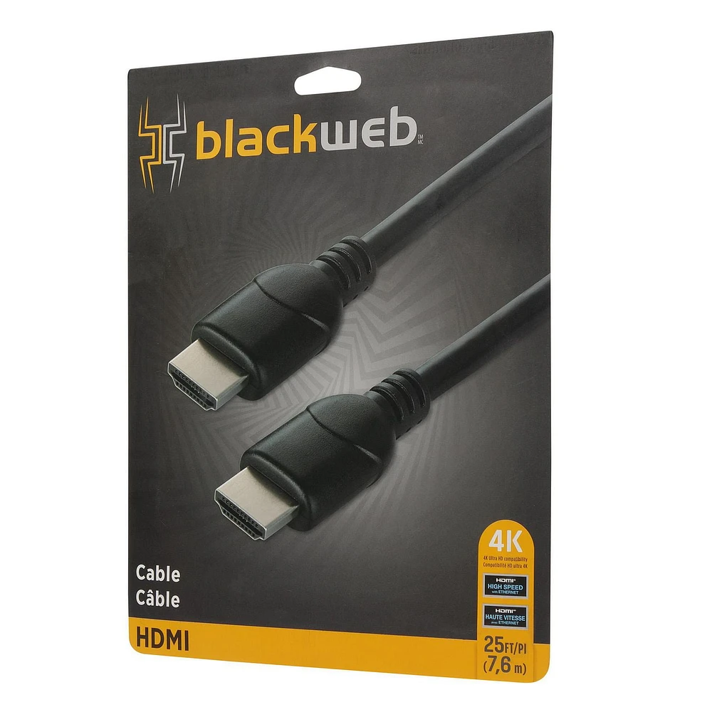 blackweb 25 FT High Speed HDMI Cable (Black), 4K Ultra HD