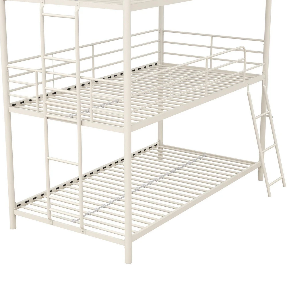 DHP Everleigh Triple Metal Bunk Bed, Twin/Twin/Full, Off White