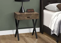 Monarch Specialties Table D'appoint, Côté, Bout, Table De Nuit, Lampe, Tiroir De Rangement, Salon, Chambre À Coucher, Métal, Stratifié, Brun, Noir, Contemporain, Moderne
