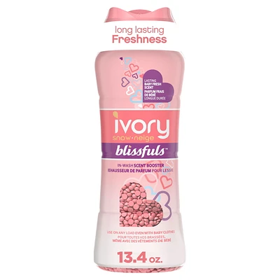 Perles de rehausseur de parfum pour lessive Ivory Neige Blissfuls, Parfum frais de bébé 379G