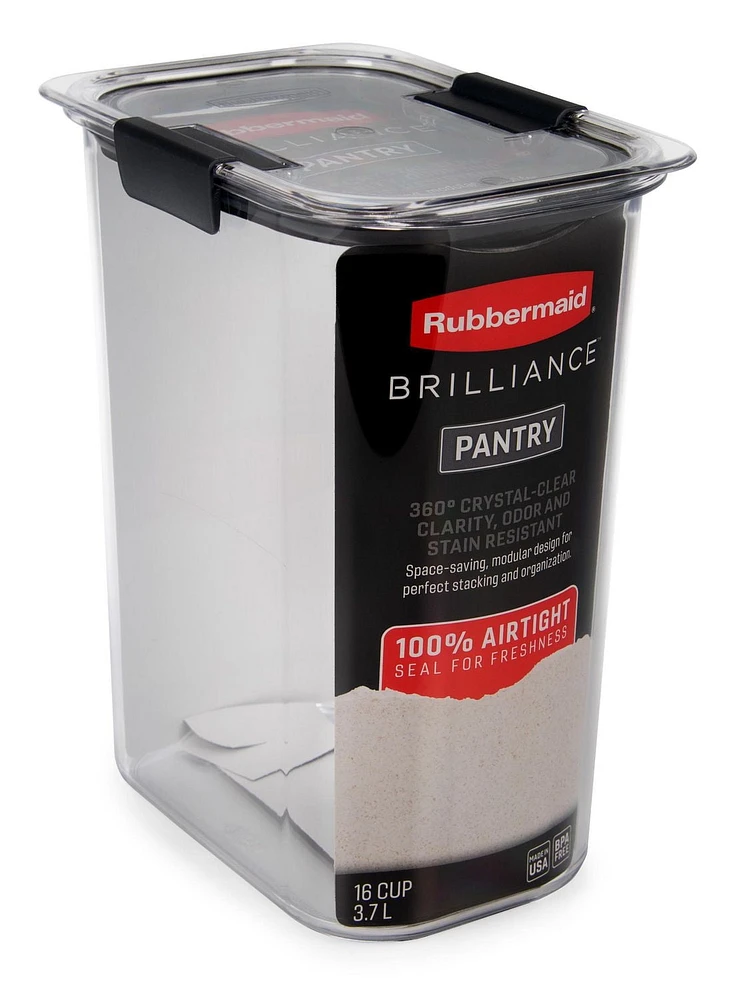 Rubbermaid Brilliance Pantry Airtight Food Storage Container 16 Tasse