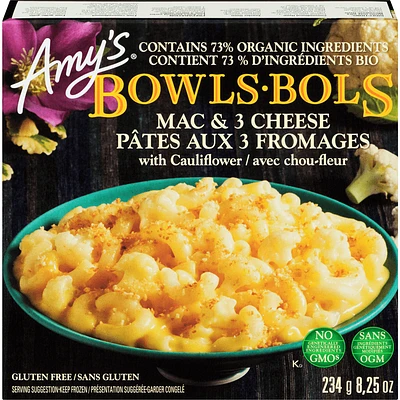 Amy's Kitchen Mac & Cheese with Cauliflower Bowl, Mac & 3 Cheese with Cauliflower Bowl