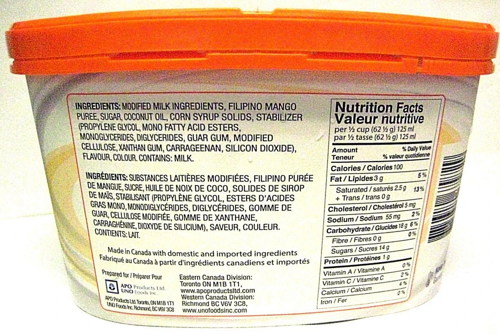 Sorbetero Mangga Philippine Mango Frozen Dessert, 1.42L