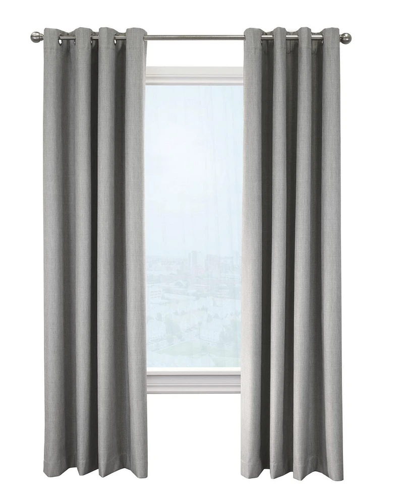 Nova, panneau de rideau à œillets en faux lin texturé, 100% occultant 52" x 63", greige