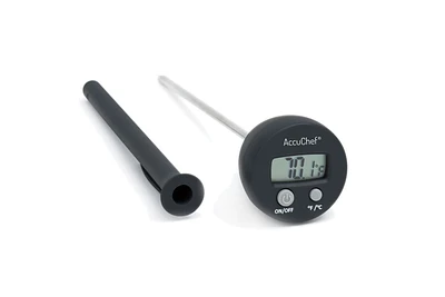 AccuChef Digital Thermometer, Black and Stainless-steel with Probe Cover, Model 2240, Registers Internal Temperature