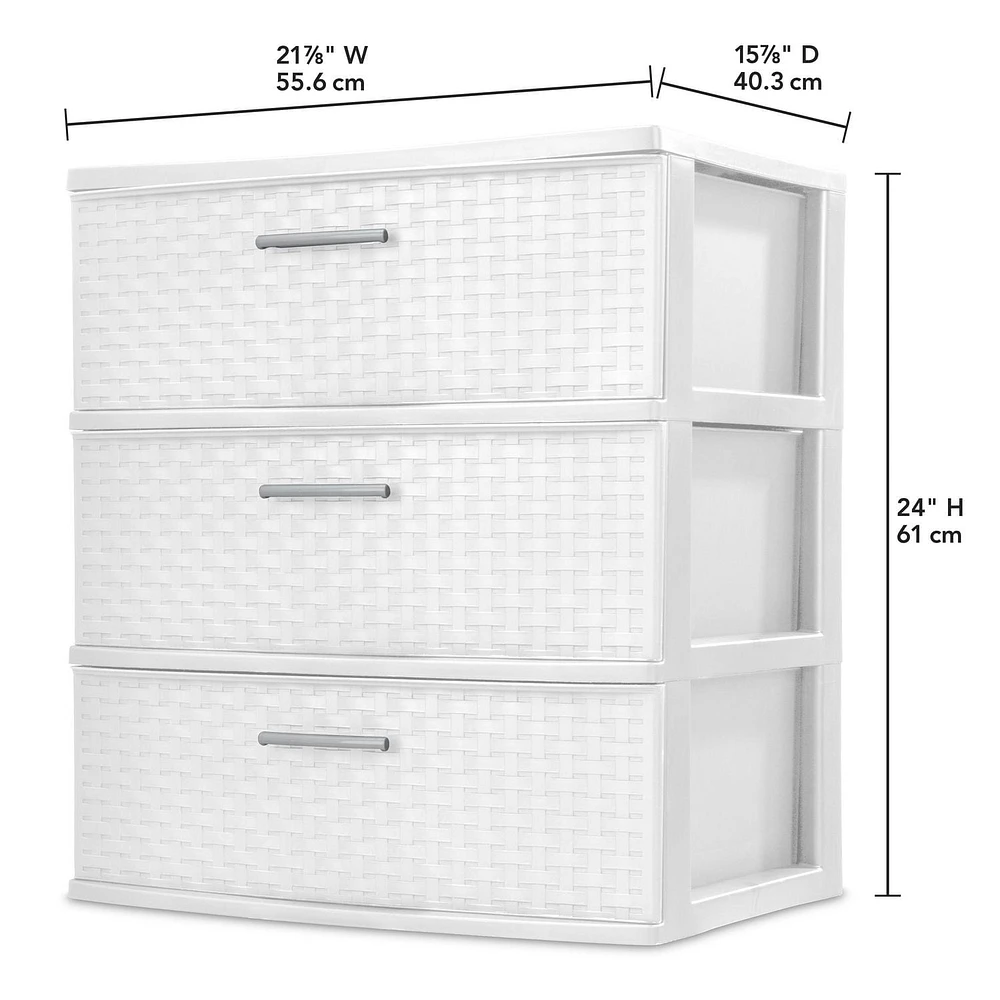 Sterilite 3 Drawer Wide Weave Tower, 1 each