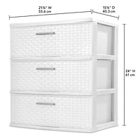 Sterilite 3 Drawer Wide Weave Tower, 1 each