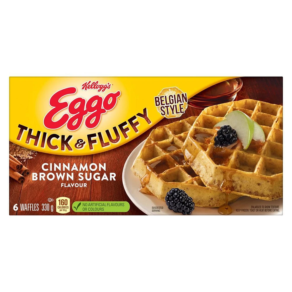 Gaufres belges EGGO* Moelleuses et plus épaisses Saveur de cannelle et de cassonade, 330g (6 gaufres)