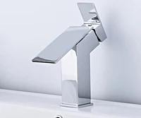 DROP Bath and Kitchen DR091005 Robinet pour lavabo de salle de bain de forme carrée en couleur chrome de la série Haven