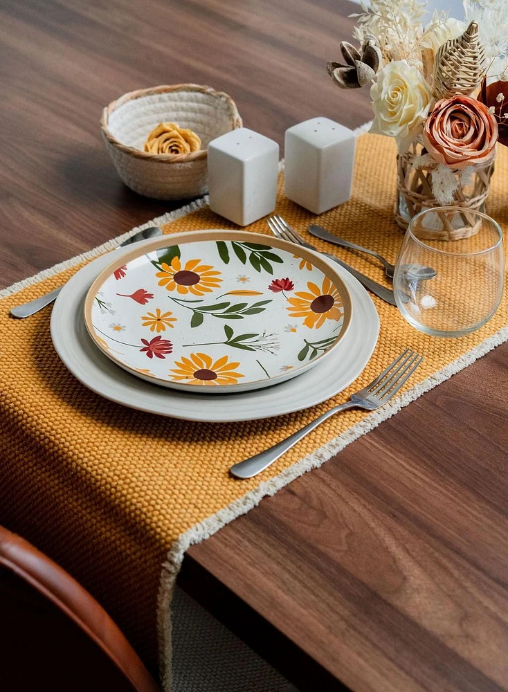 Fabstyles Chemin de table Bali 100 % coton – Lavable en machine au quotidien, chemin de table épais 35,6 x 182,9 cm pour table de salle à manger, de cuisine et d'extérieur