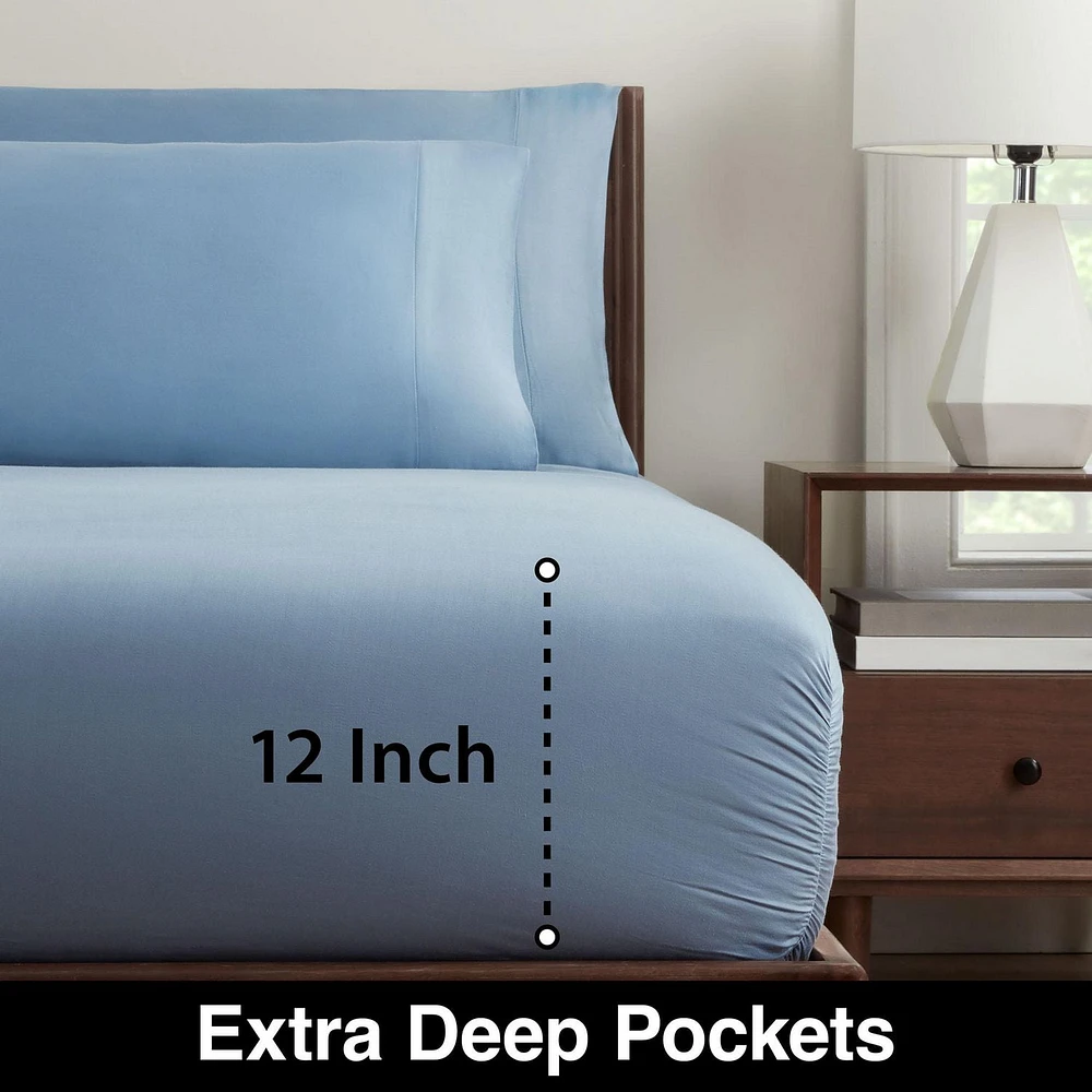 Allswell 300 Contexture doux et soyeux 4 pièces viscose de bambou  Ensemble de draps