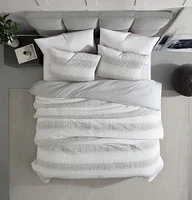 Hometrends 3 Piece Comforter Set – Dante Stripe, Waffle, Texture, Available in Double/Queen,King