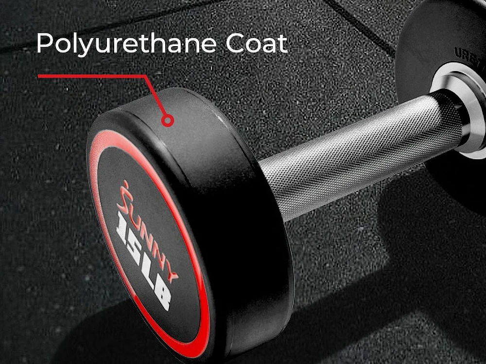 Sunny Health & Fitness Haltère rond Premium en polyuréthane de qualité commerciale de 5 livres avec poignée en losange, Équipement de musculation durable pour la maison, Paire