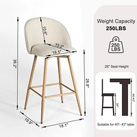 Homycasa Contemporary Set of 2 Counter Height Bar Stool Oak Finished Legs