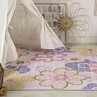 Rug Branch Soft Steps Playtime Fun Floral Soft Area Rug, Pink Purple - Boys & Girls in Playroom, Nursery, Bedroom
