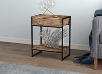 Safdie & Co. Accent Table 24L Rectangle Brown Reclaimed Wood Black Metal
