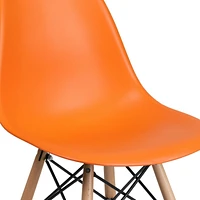 Elon Series Black Plastic Chair with Wooden Legs