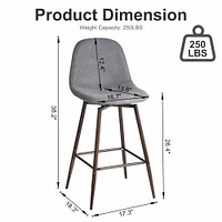 Homy Casa Lot de 2 tabourets de bar pivotants avec assise rembourrée incurvée pour cuisine et salle à manger, tissu gris