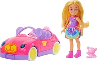 Barbie-Chelsea et son Cabriolet-Coffret poupée blonde, ours en peluche